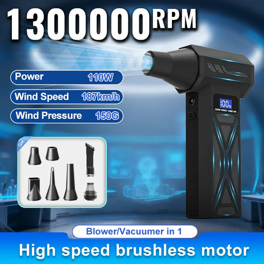 New P70 Air Blower 4 Gear Adjustable Jet Blower With Led Light&Display Battery Cordless Compressed Air Duster with Vacuum kit